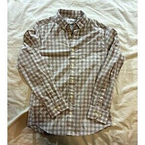 Goodfellow & Co Men's S Slim Gray White Cotton Poplin Check Button-Down Shirt